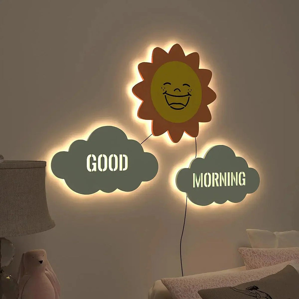 Good Morning Sun Backlit Wooden Wall Décor - All India Decor