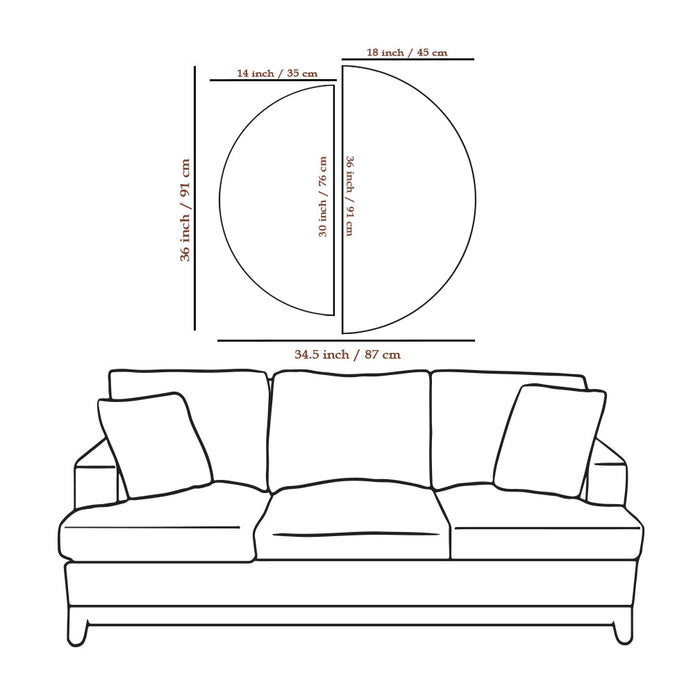 Intricate Traditional Pattern Semi Circle Frames Set Of 2