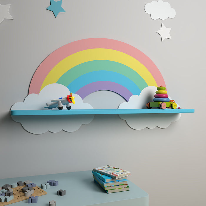 Rainbow Wooden Shelf for Kids