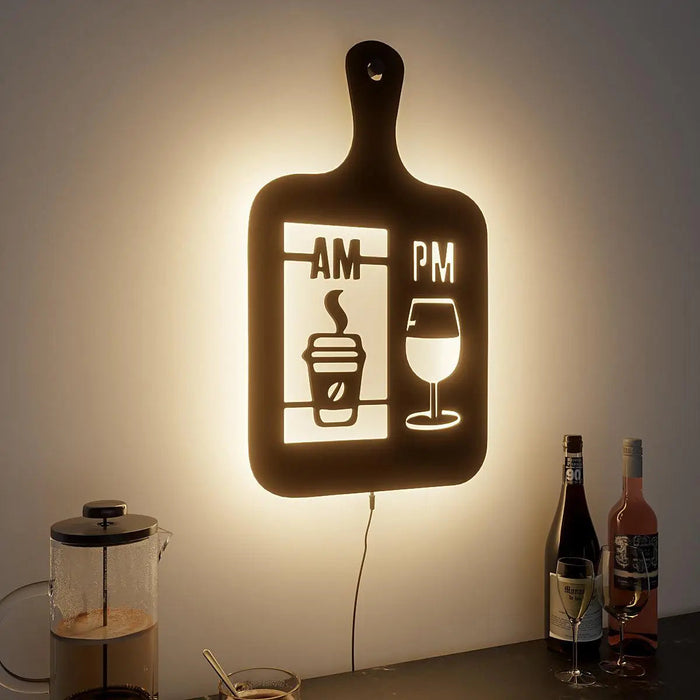 Cooking Pan-shaped Kitchen Backlit Wall Art for Chefs