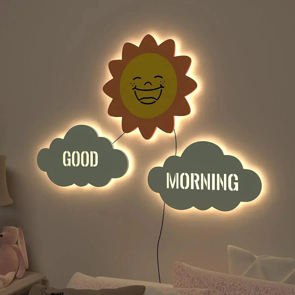 Good Morning Sun Backlit Wooden Wall Décor - All India Decor