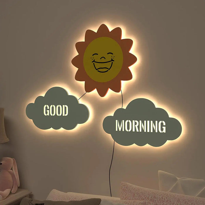 Good Morning Sun Backlit Wooden Wall Décor