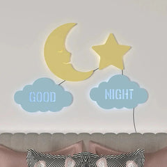 Good Night Moon & Star Backlit Wooden Wall Décor - All India Decor
