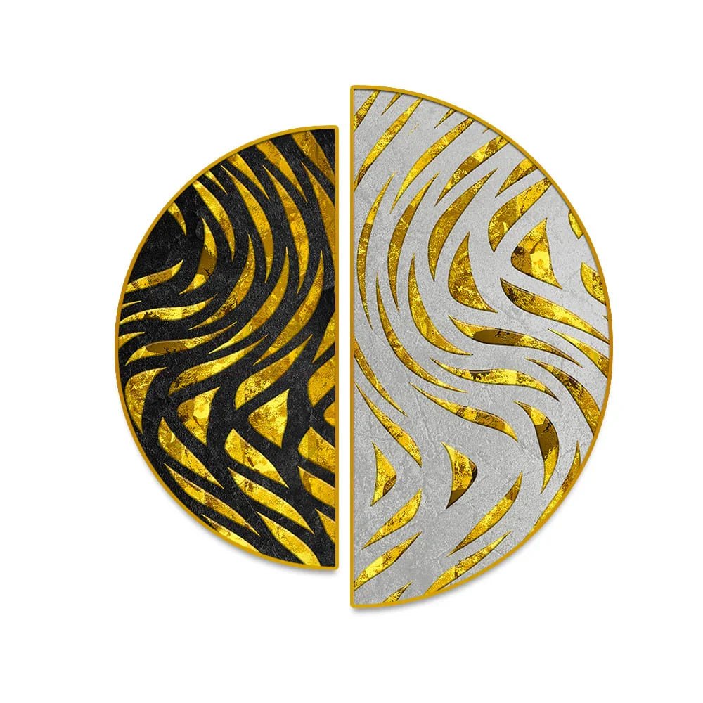 Abstract Golden Plates Semi Circle Canvas Wall Paintings & Arts - All India Decor