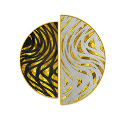 Abstract Golden Plates Semi Circle Canvas Wall Paintings & Arts - All India Decor