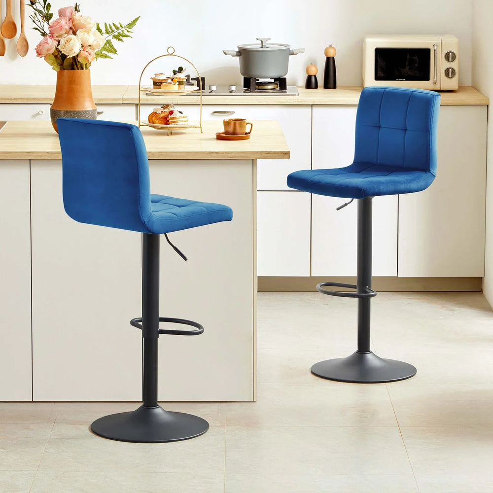Blue Color Neo Swiel Adjustable Bar Stool - All India Decor
