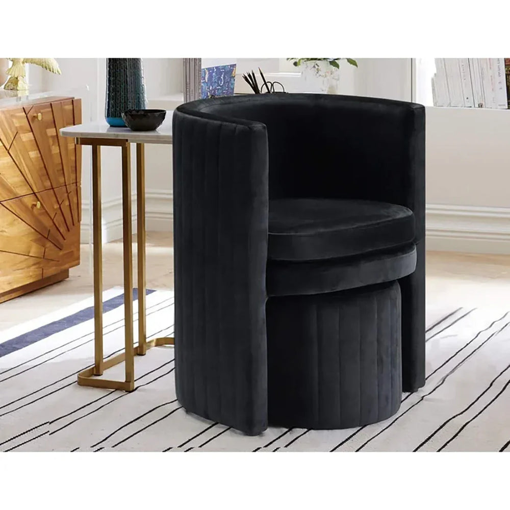 Black Schillar Chair With Ottoman - All India Decor