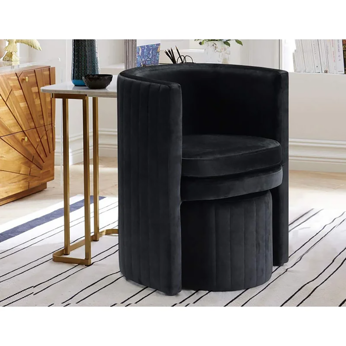 Black Schillar Chair With Ottoman