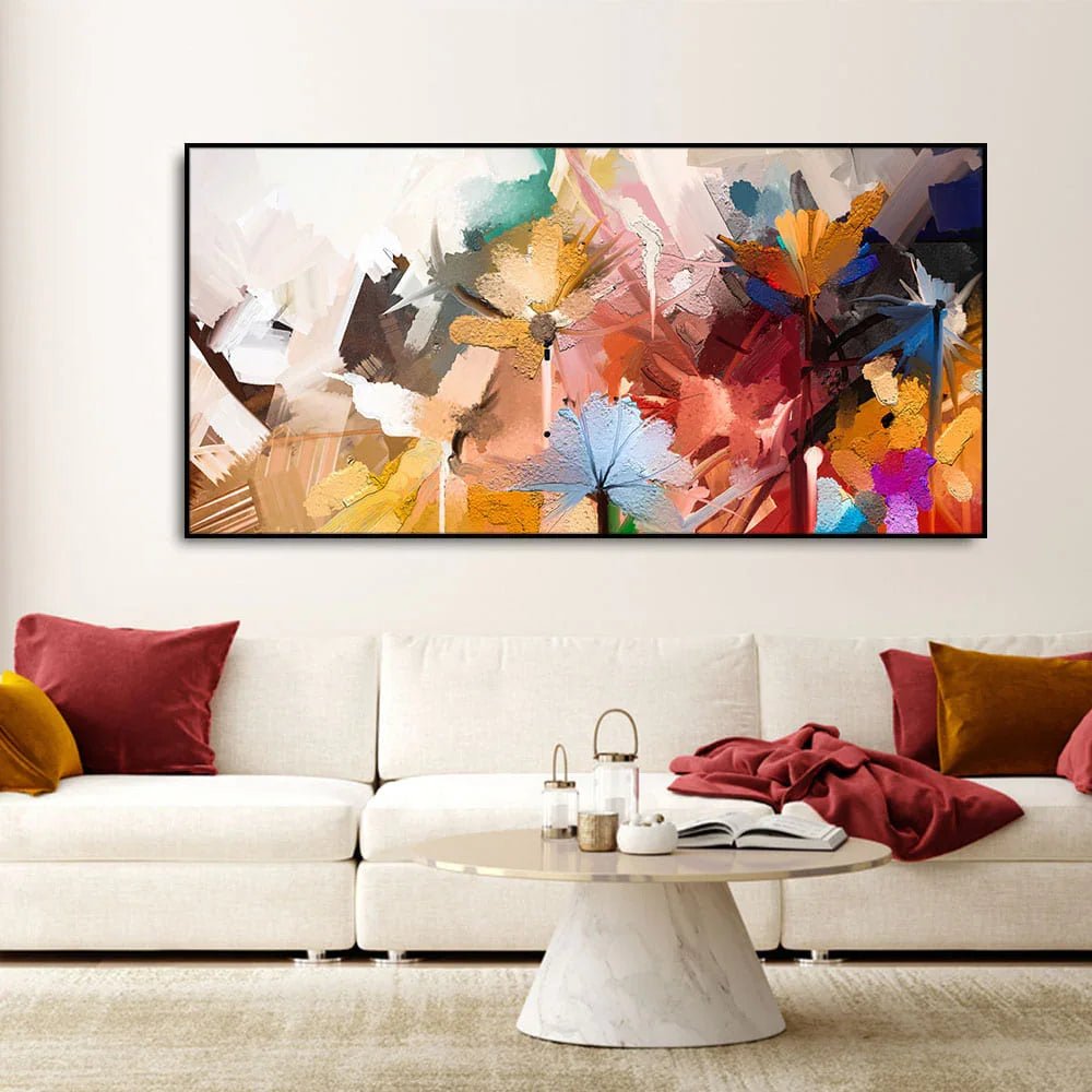 Abstract Colorful Floral Flower art Canvas Wall Painting - All India Decor