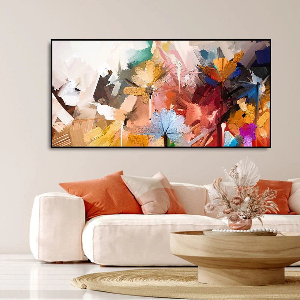 Abstract Colorful Floral Flower art Canvas Wall Painting - All India Decor