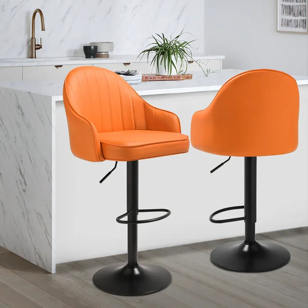 Orange Color Fressia Swiel Bar Stool - All India Decor