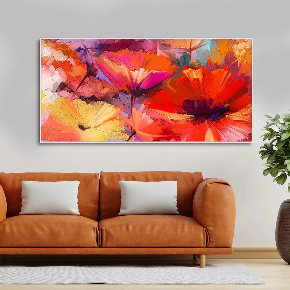 Abstract Colorful Composition of Vibrant Spring Floral Canvas Wall Painting - All India Decor