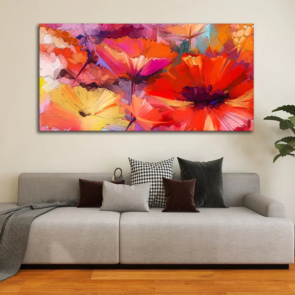 Abstract Colorful Composition of Vibrant Spring Floral Canvas Wall Painting - All India Decor