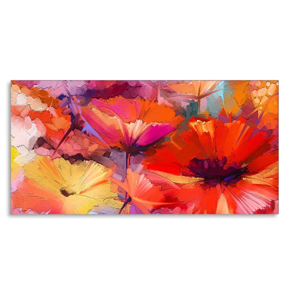 Abstract Colorful Composition of Vibrant Spring Floral Canvas Wall Painting - All India Decor