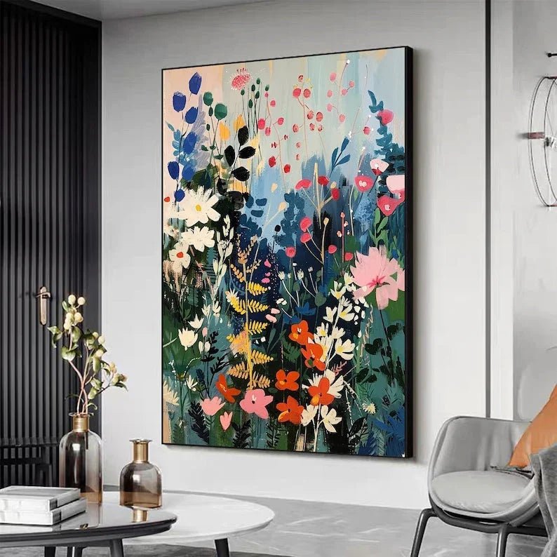Abstract Blossom Tree Painting on Canvas, Original Large 3D Textured Flower Wall Art Custom Modern Trendy Fashion Living Room Home Decor Online - All India Decor