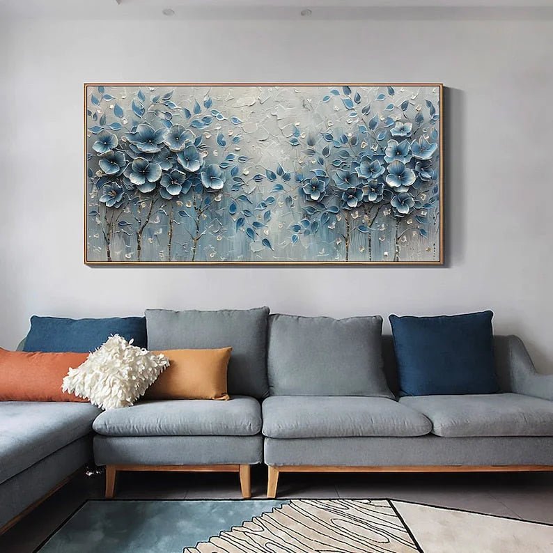 Abstract Flower Painting on Canvas, Large Canvas Wall Art, Original Red Floral Landscape Wall Art Custom Painting Living Room Home Decor Online - All India Decor