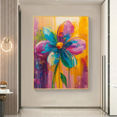 Original Butterfly and Flower Painting on Canvas, Large Abstract Minimalist Red Floral Landscapes Wall Art Modern Living Room Home Decor Online - All India Decor