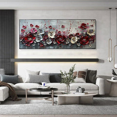 Large Abstract Flower Landscape Painting on Canvas Wall Art, Texture Wall Art,original Red Floral Wall Art Modern Wall Decor for Bedroom Online - All India Decor