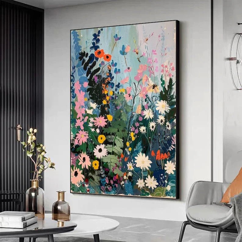 Abstract Blossom Floral Painting on Canvas, Original Large 3D Textured Flower Wall Art Custom Modern Fashion Living Room Bedroom Decor Online - All India Decor