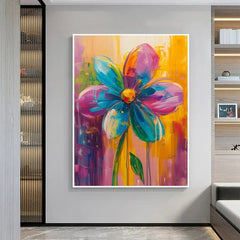 Original Butterfly and Flower Painting on Canvas, Large Abstract Minimalist Red Floral Landscapes Wall Art Modern Living Room Home Decor Online - All India Decor