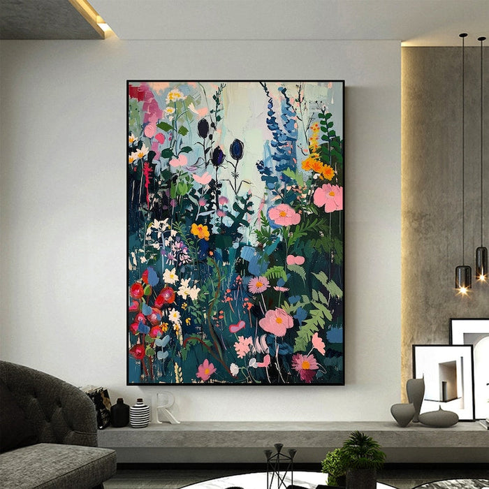Large Colorful Flower Painting on Canvas, Canvas Wall Art, Abstract Blossom Floral Art, Original Minimalist Living Room Home Decor Gift Online