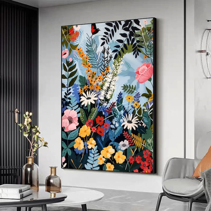 Original Blossom Tree Painting on Canvas, Large Abstract 3D Textured Blue Floral Wall Art Custom Modern Fashion Living Room Home Decor Online