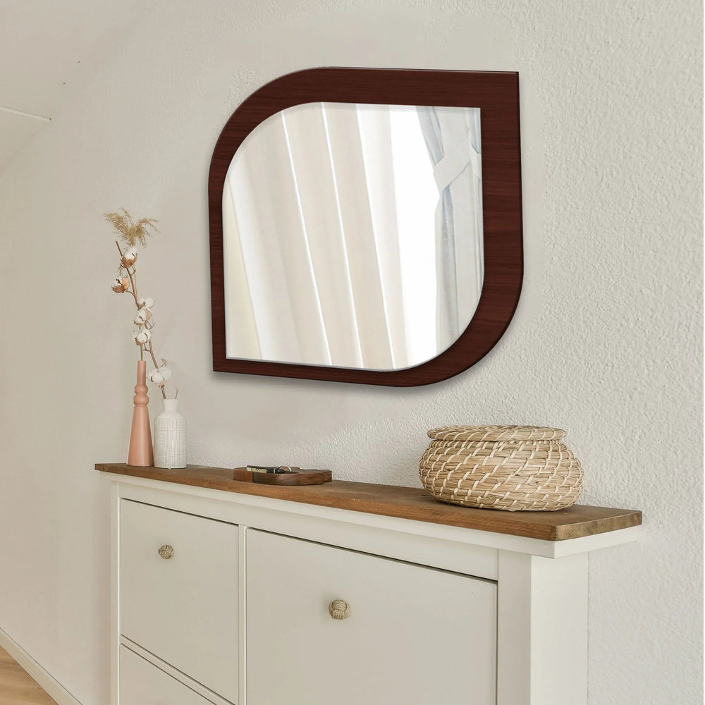 Beautiful Leaf Shape Design Decorative Wooden Wall Mirror - All India Decor