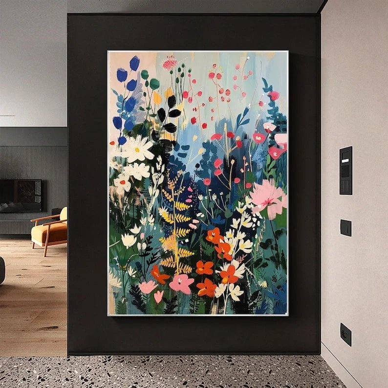 Abstract Blossom Tree Painting on Canvas, Original Large 3D Textured Flower Wall Art Custom Modern Trendy Fashion Living Room Home Decor Online - All India Decor