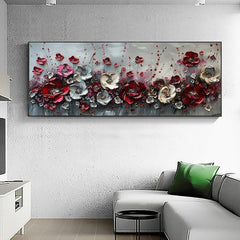 Large Abstract Flower Landscape Painting on Canvas Wall Art, Texture Wall Art,original Red Floral Wall Art Modern Wall Decor for Bedroom Online - All India Decor