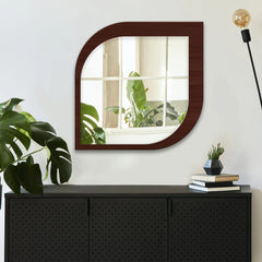 Beautiful Leaf Shape Design Decorative Wooden Wall Mirror - All India Decor