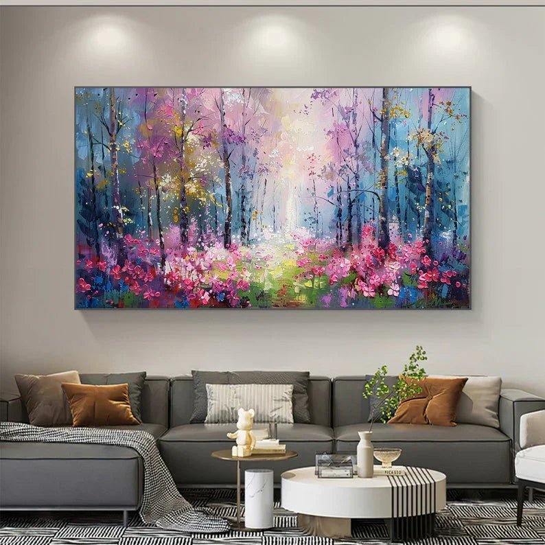 Original Flower Painting on Canvas, Large Abstract Pink Rose Floral Wall Art, Minimalist Large Wall Art, Custom Modern Living Room Decor Online - All India Decor