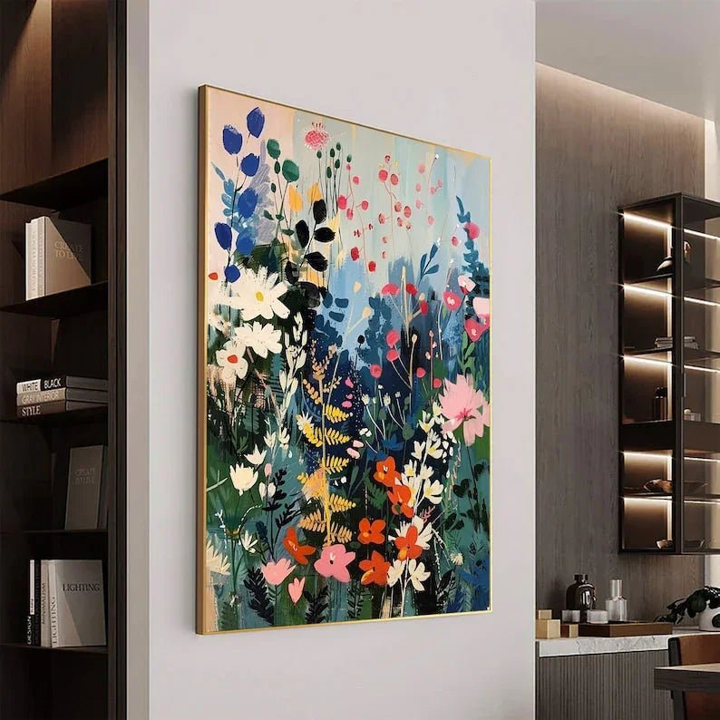 Abstract Blossom Tree Painting on Canvas, Original Large 3D Textured Flower Wall Art Custom Modern Trendy Fashion Living Room Home Decor Online - All India Decor