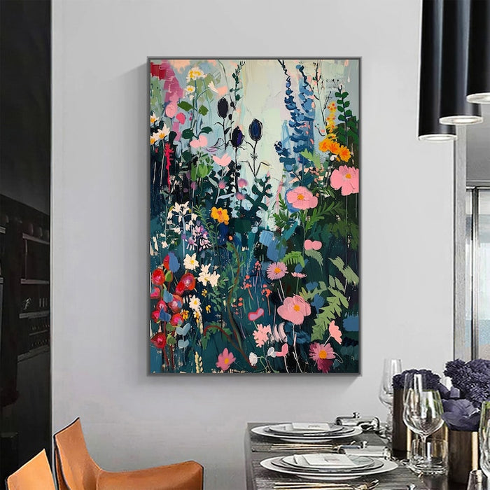 Large Colorful Flower Painting on Canvas, Canvas Wall Art, Abstract Blossom Floral Art, Original Minimalist Living Room Home Decor Gift Online
