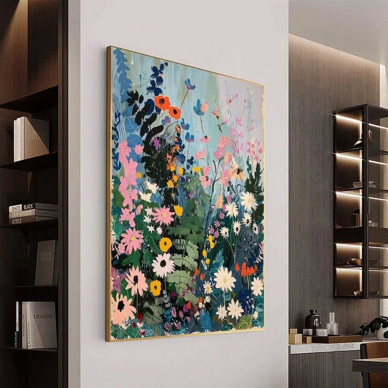 Abstract Blossom Floral Painting on Canvas, Original Large 3D Textured Flower Wall Art Custom Modern Fashion Living Room Bedroom Decor Online - All India Decor