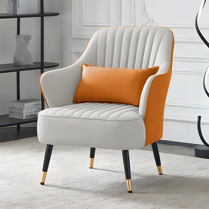 Orange Havya Faux Leather Arm Chair