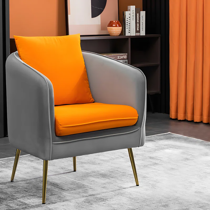 Grey & Orange Lamb Accent Chair