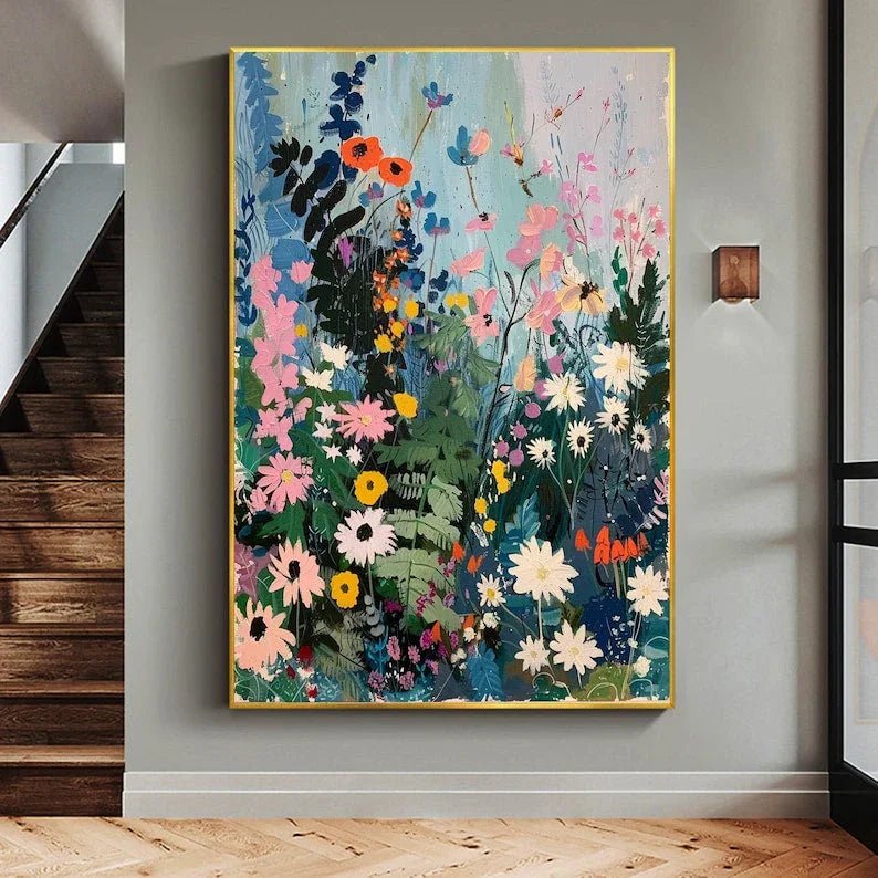 Abstract Blossom Floral Painting on Canvas, Original Large 3D Textured Flower Wall Art Custom Modern Fashion Living Room Bedroom Decor Online - All India Decor
