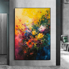 Original Floral Painting on Canvas, Large Abstract 3D Textured Blossom Flower Wall Art Custom Modern Fashion Living Room Home Decor Online - All India Decor