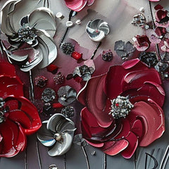 Abstract Red Flower Landscape Painting on Canvas, Extra Large Wall Art Original Texture Floral Wall Art Retro Wall Art Living Room Decor Online - All India Decor