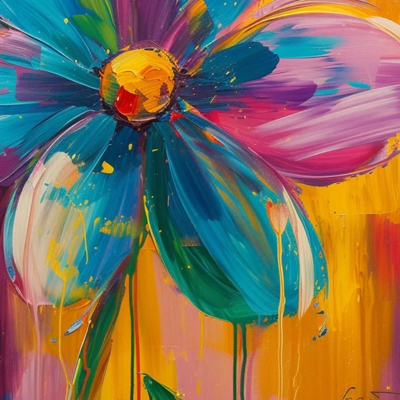 Original Butterfly and Flower Painting on Canvas, Large Abstract Minimalist Red Floral Landscapes Wall Art Modern Living Room Home Decor Online - All India Decor