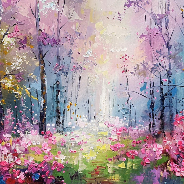 Abstract Blossom Floral Painting on Canvas, Original Large Colorful Flower Landscape Wall Art, Custom Modern Living Room Bedroom Decor Online