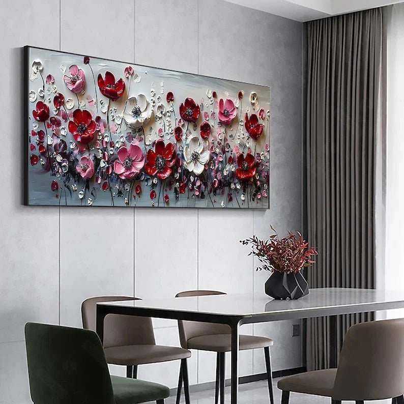 Abstract Flower Landscape Painting on Canvas Large Wall Art, Original Texture Floral Wall Art, Modern Bedroom Wall Decor Handmade Gift Online - All India Decor