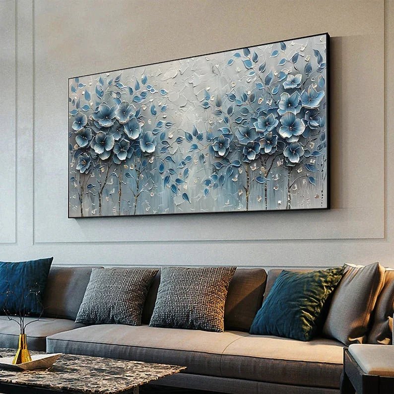 Abstract Flower Painting on Canvas, Large Canvas Wall Art, Original Red Floral Landscape Wall Art Custom Painting Living Room Home Decor Online - All India Decor