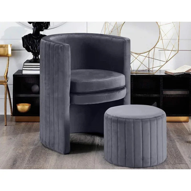 Grey Schillar Chair With Ottoman - All India Decor