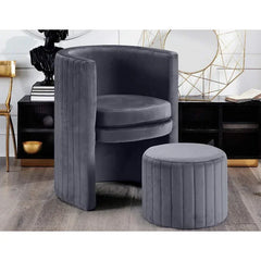 Grey Schillar Chair With Ottoman - All India Decor