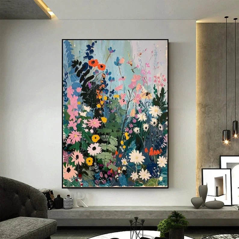 Abstract Blossom Floral Painting on Canvas, Original Large 3D Textured Flower Wall Art Custom Modern Fashion Living Room Bedroom Decor Online - All India Decor