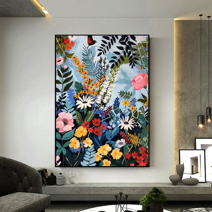 Original Blossom Tree Painting on Canvas, Large Abstract 3D Textured Blue Floral Wall Art Custom Modern Fashion Living Room Home Decor Online