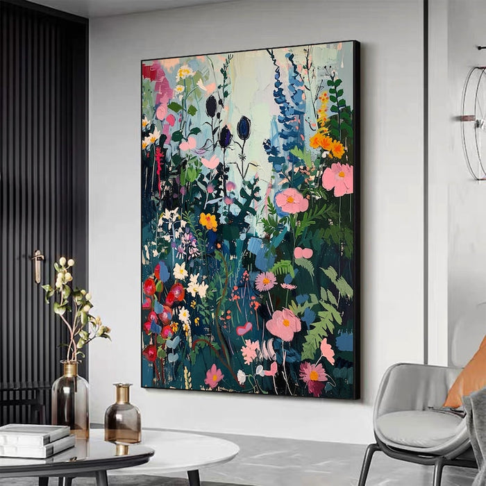 Large Colorful Flower Painting on Canvas, Canvas Wall Art, Abstract Blossom Floral Art, Original Minimalist Living Room Home Decor Gift Online