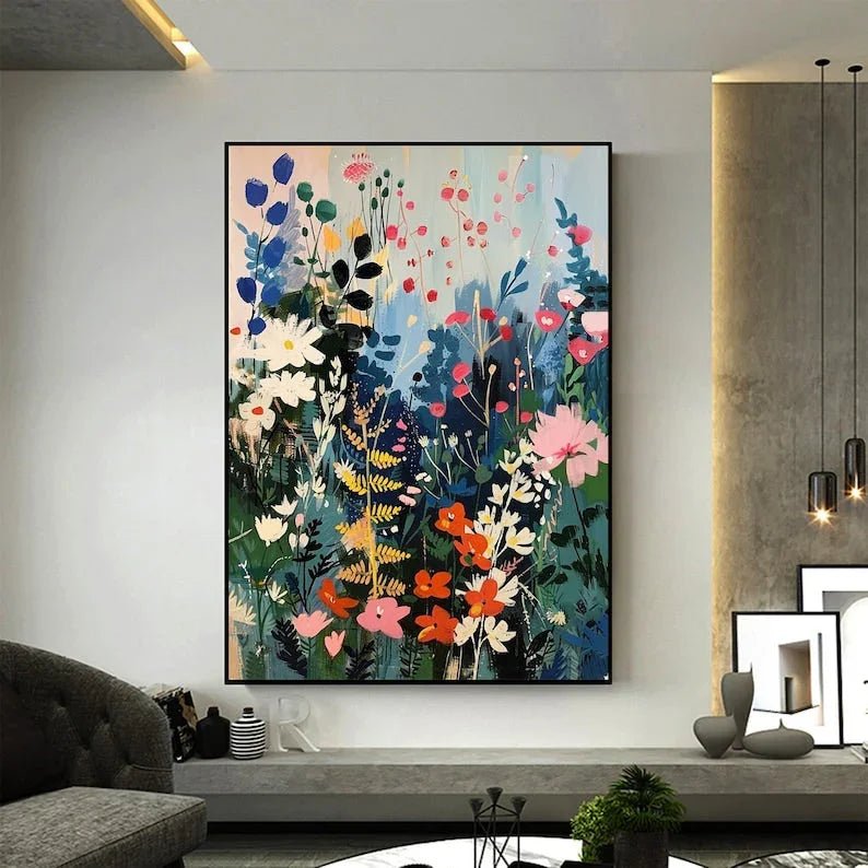 Abstract Blossom Tree Painting on Canvas, Original Large 3D Textured Flower Wall Art Custom Modern Trendy Fashion Living Room Home Decor Online - All India Decor