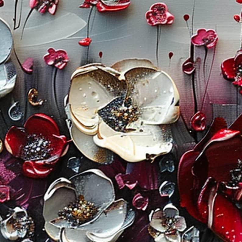 Large Abstract Flower Landscape Painting on Canvas Wall Art, Texture Wall Art,original Red Floral Wall Art Modern Wall Decor for Bedroom Online - All India Decor